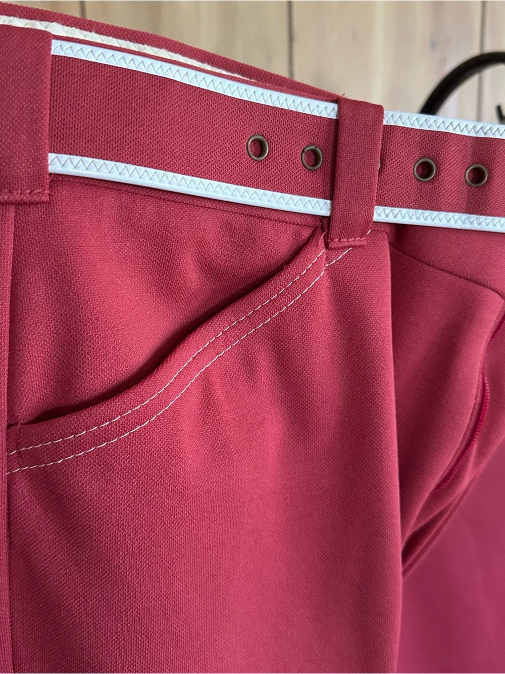 Ridiculously Awesome Vintage Red Two-Piece Shirt and Pants Set with White Trim - Picture 16 of 17